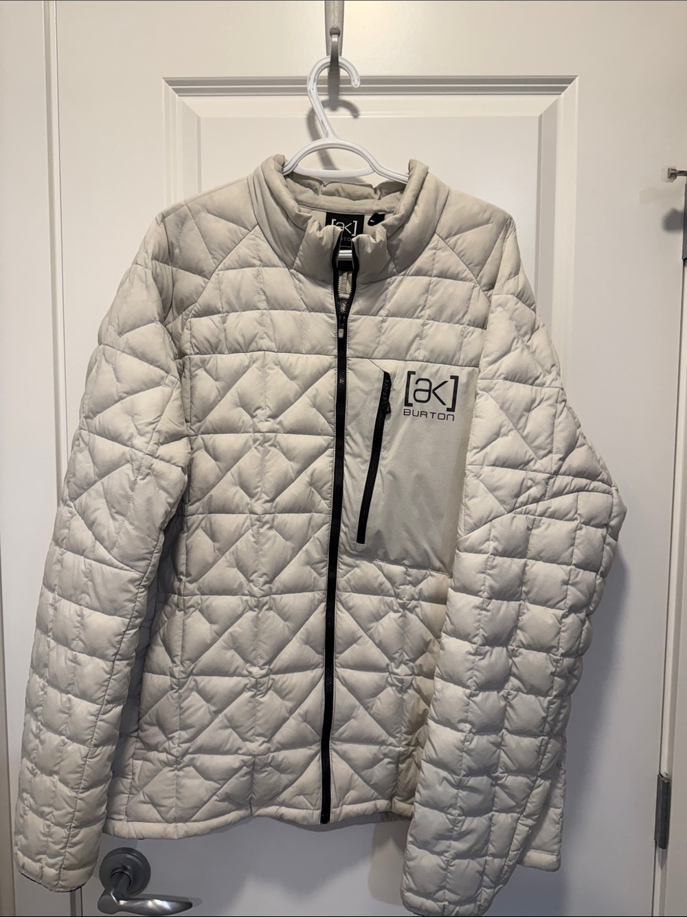 Burton AK Baker cream quilted down jacket with black trim